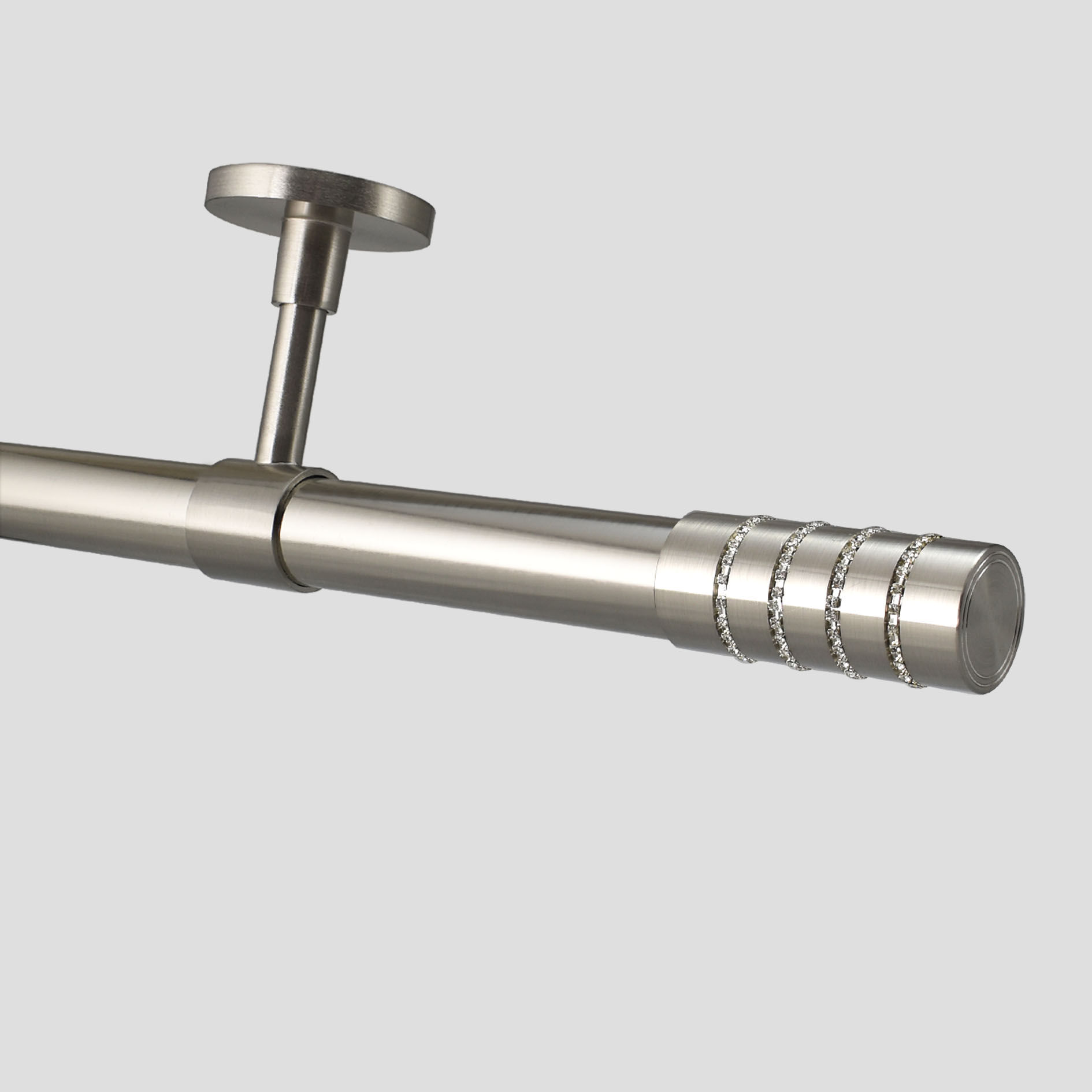 28mm and 19mm Brushed Chrome Ceiling Eyelet Curtain Pole Malmo Finial