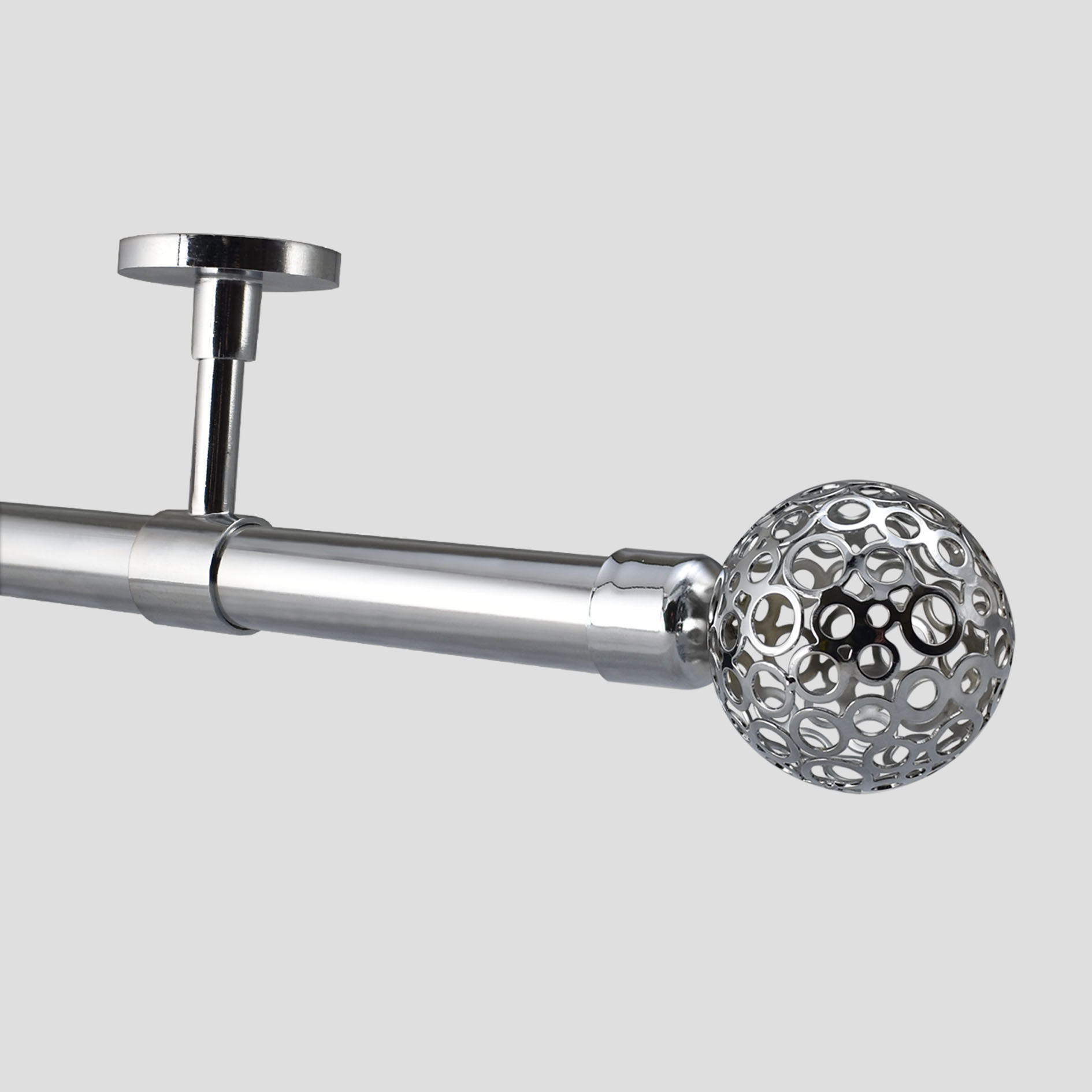 28mm and 19mm Polished Chrome Ceiling Eyelet Curtain Pole Osaka Finial