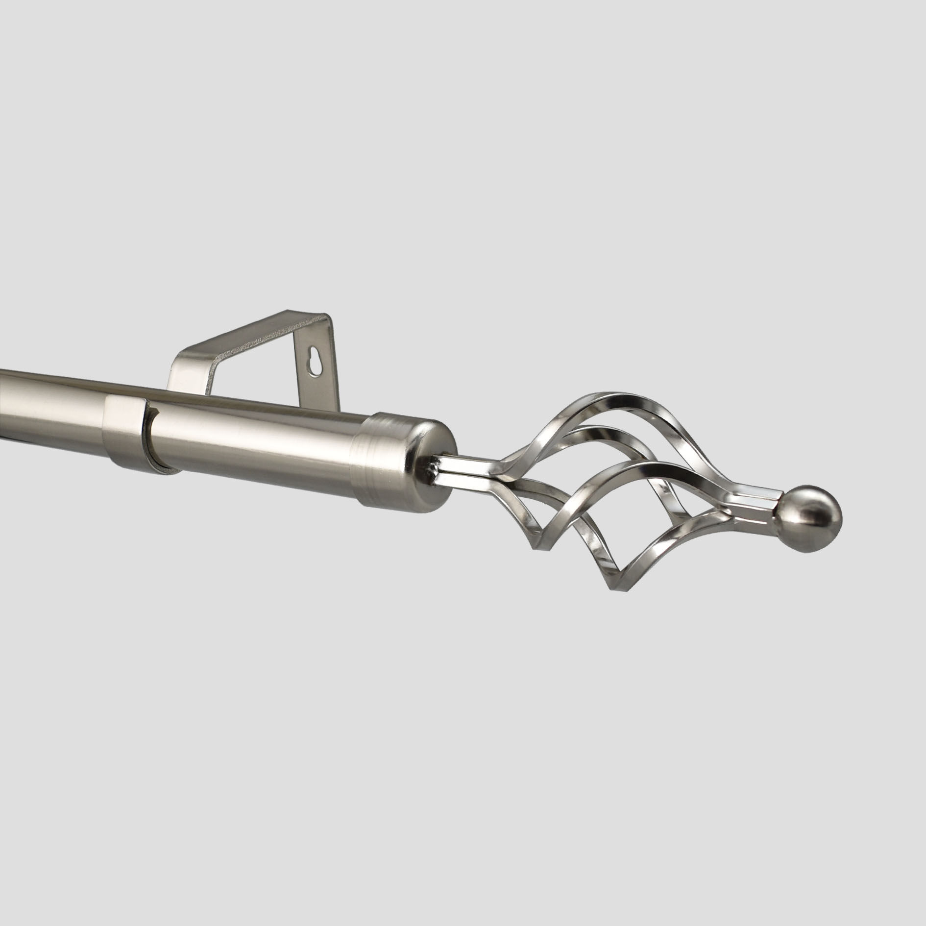 28mm and 19mm Brushed Chrome Extendable Curtain Pole Roma Finial