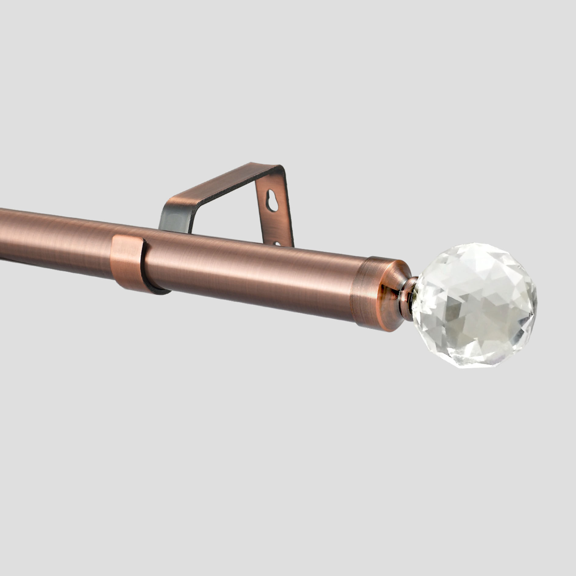 28mm and 19mm Antique Copper Extendable Curtain Pole Milano Finial