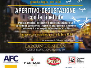 4 luglio, Aperitivo-Degustazione sui Navigli con le Libellule