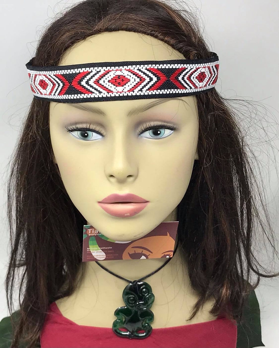 Thumbnail: Maori Diamond Pattern Headband with Elastic – Kapa Haka Costume Piece