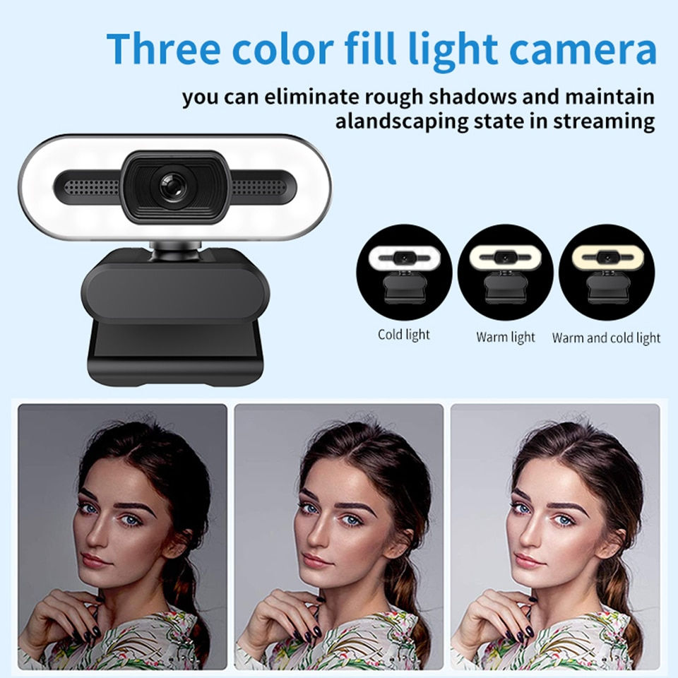 Thumbnail: Full HD 2K/4K Webcam Auto Focus With Microphone and built in lighting