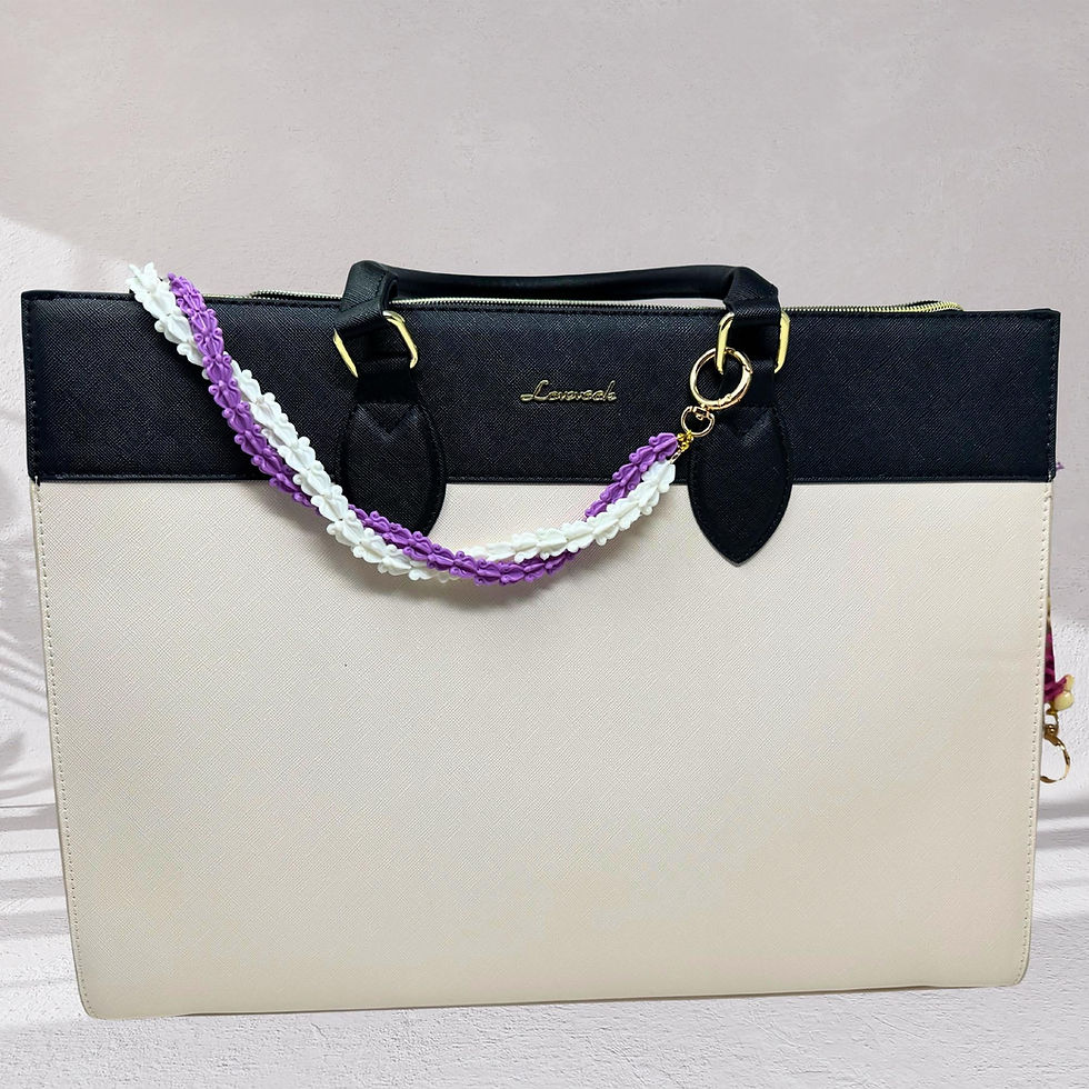 Thumbnail: Twisted Purple & White Crown Flower Bag/Purse Charm | Tia-Lei Bag Charms – 12"