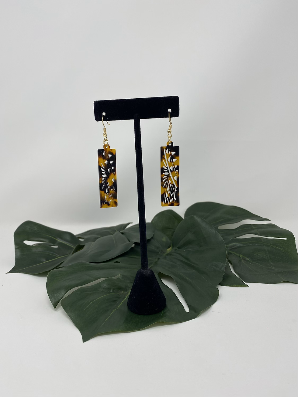 Thumbnail: Faux Turtle Shell Tribal Plank Earrings