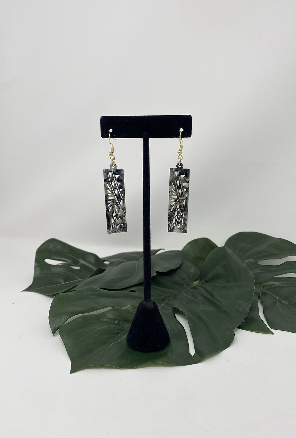 Thumbnail: Faux Turtle Shell Tribal Plank Earrings