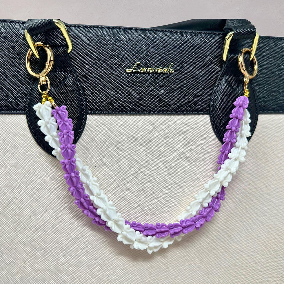 Thumbnail: Twisted Purple & White Crown Flower Bag/Purse Charm | Tia-Lei Bag Charms – 12"