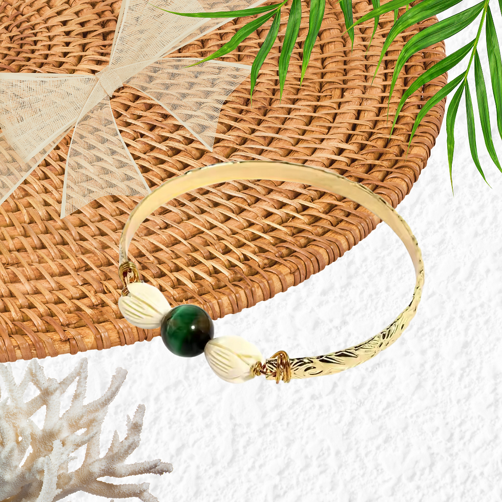 Thumbnail: Hawaiian Gemstone Pikake Bangle