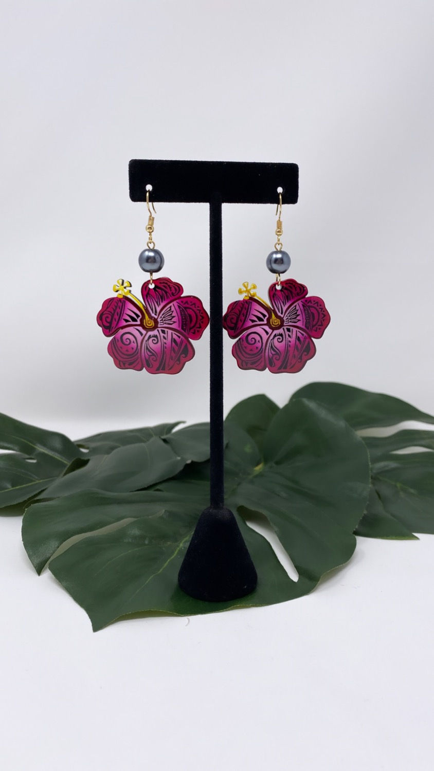 Thumbnail: Tribal Hibiscus Tropical Earrings