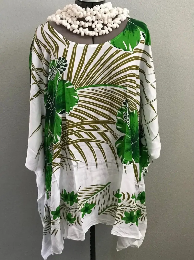 Thumbnail: Hawaiian Floral Poncho - ONE SIZE