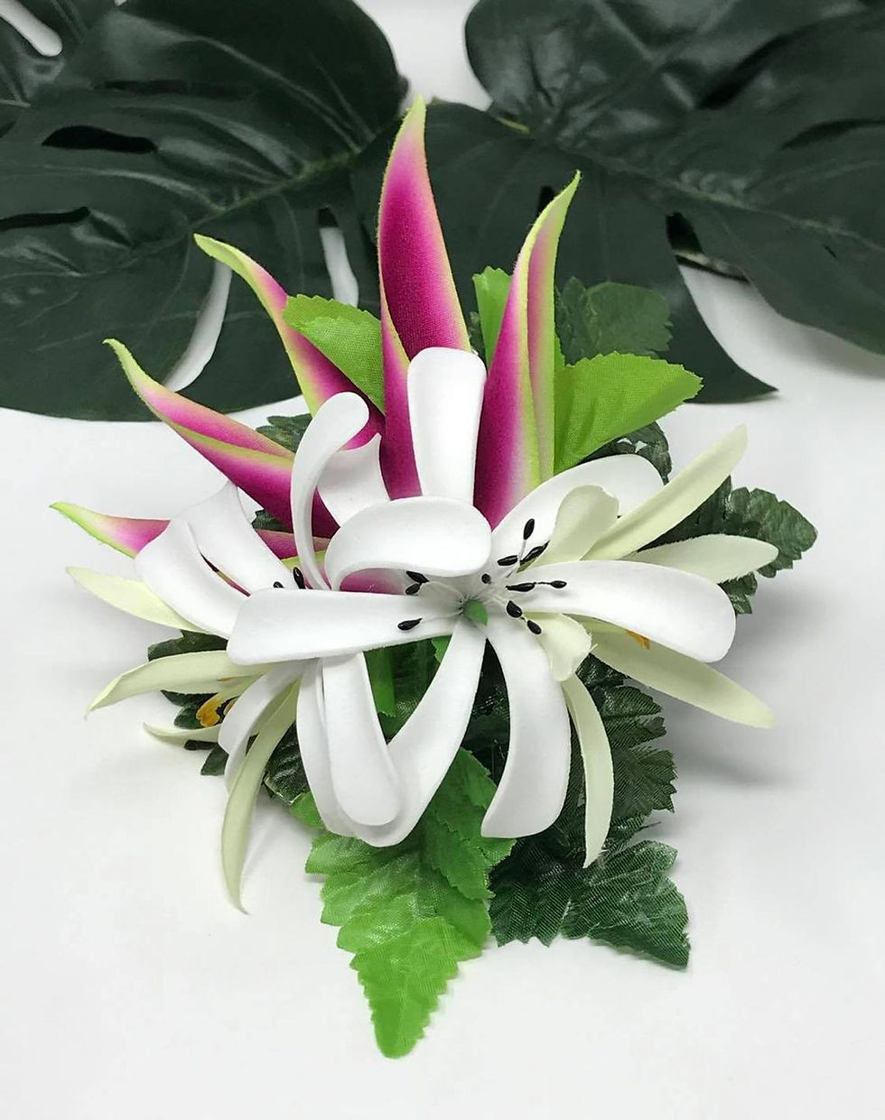 Thumbnail: Tropical Tiare & Red Ginger Petal Hair Clip