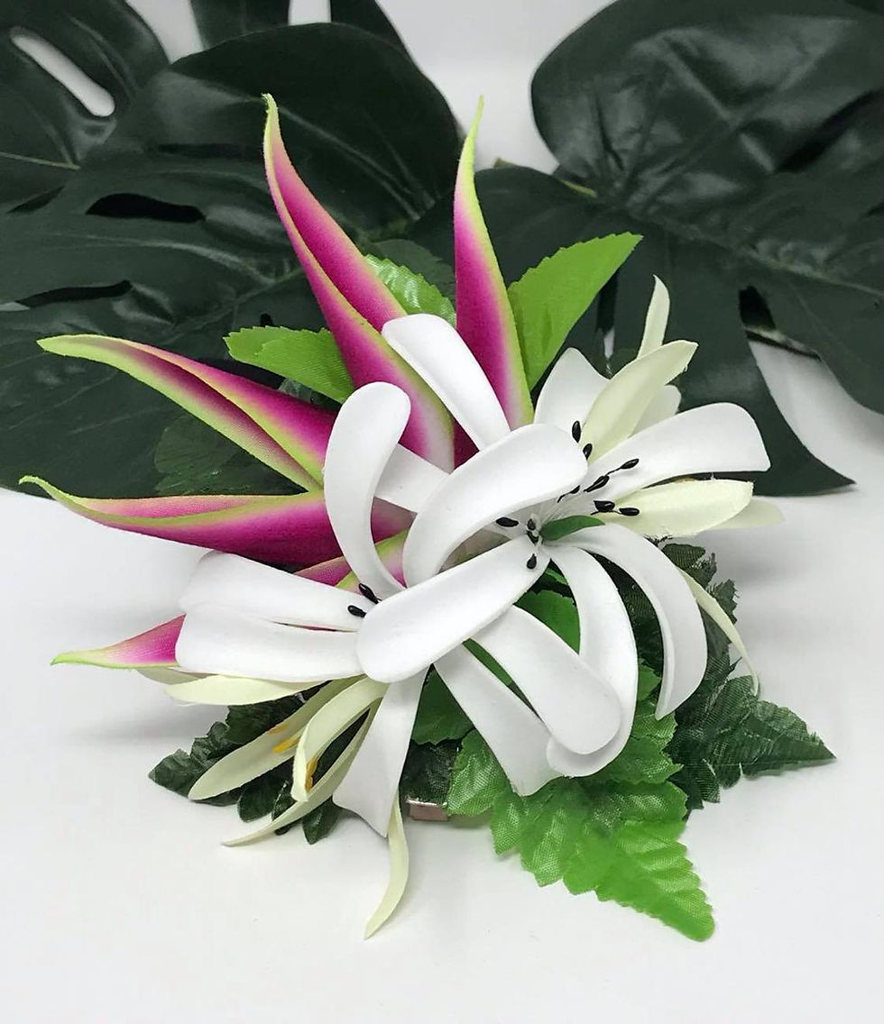 Thumbnail: Tropical Tiare & Red Ginger Petal Hair Clip