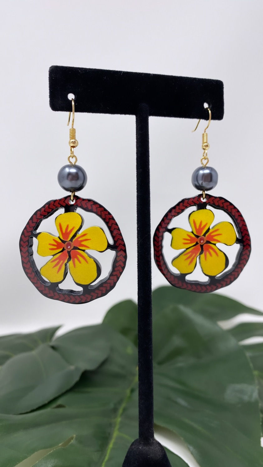 Thumbnail: Plumeria Tropical Halo Earrings