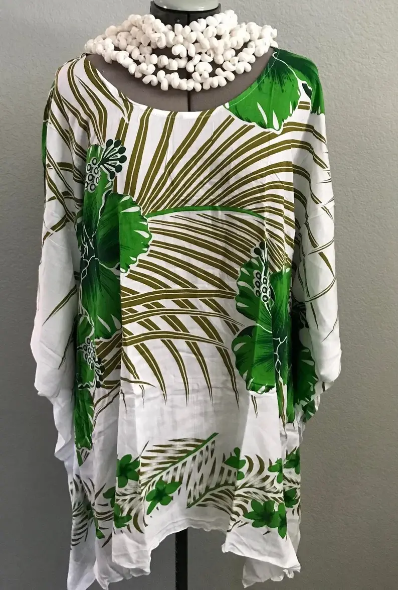 Thumbnail: Hawaiian Floral Poncho - ONE SIZE