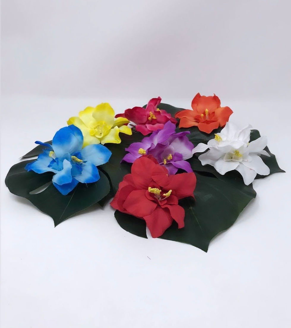 Thumbnail: Triple Tropical Flower Hair Clips