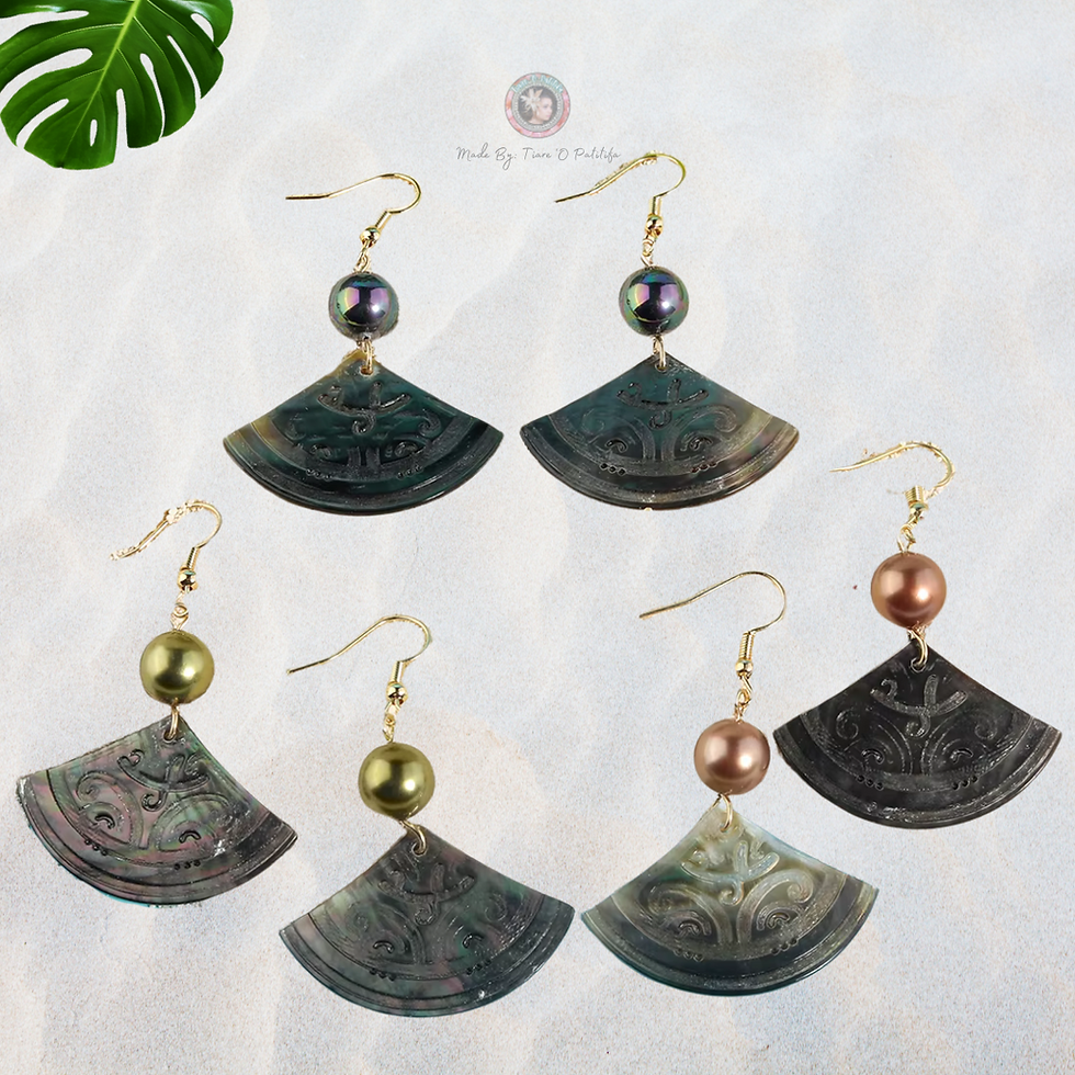 Thumbnail: Scalloped Carved MOP Shell Earrings