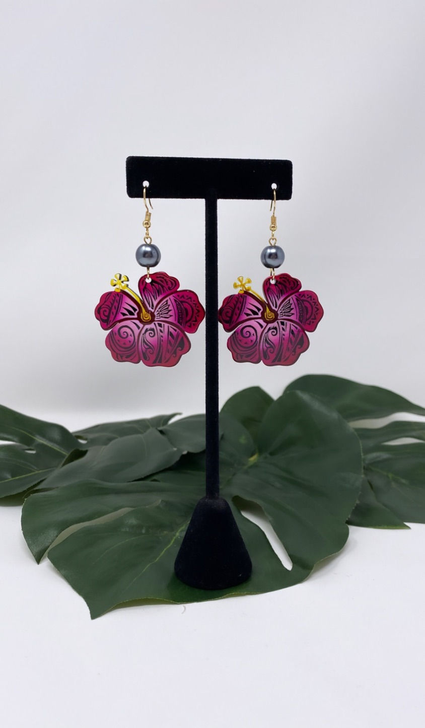 Thumbnail: Tribal Hibiscus Tropical Earrings