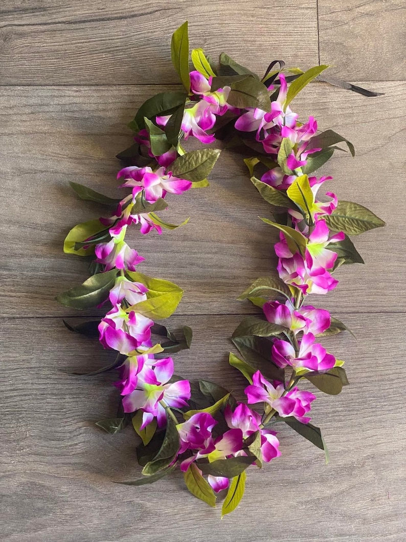 Hawaiian Silk Maile Orchid Lei Tiare O Patitifa Hawaiian Silk Maile Orchid Lei Tiare O Patitifa