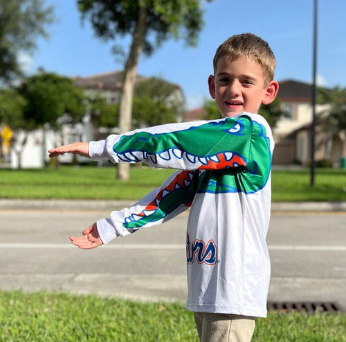 Gator Chomp Youth Shirt (White) Artistic Pixels