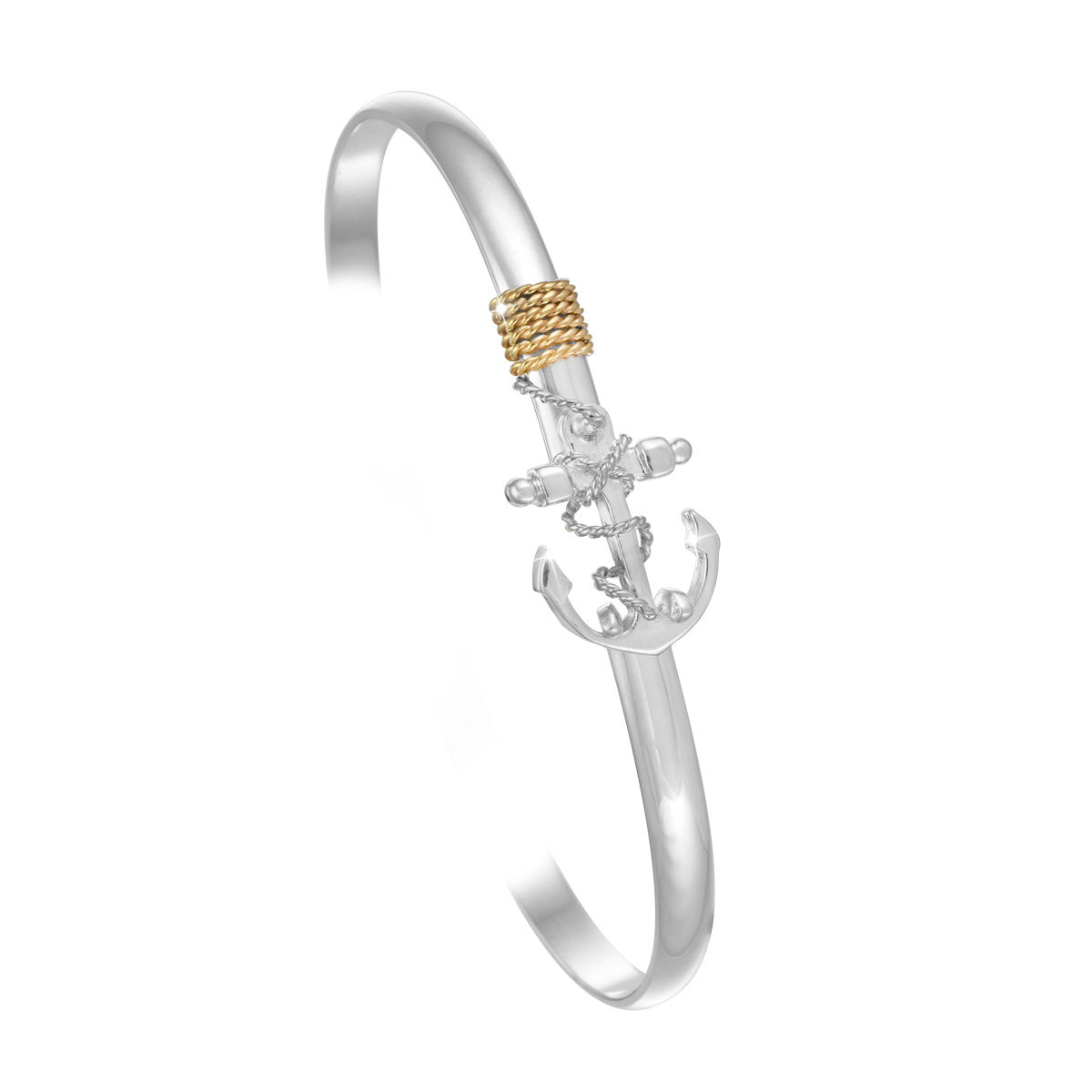 Anchor Sterling Silver Bracelet w/ 14K Gold Wraps - 4 mm | Cardow