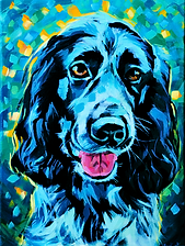 Cocker spaniel dog painting with vibrant colors