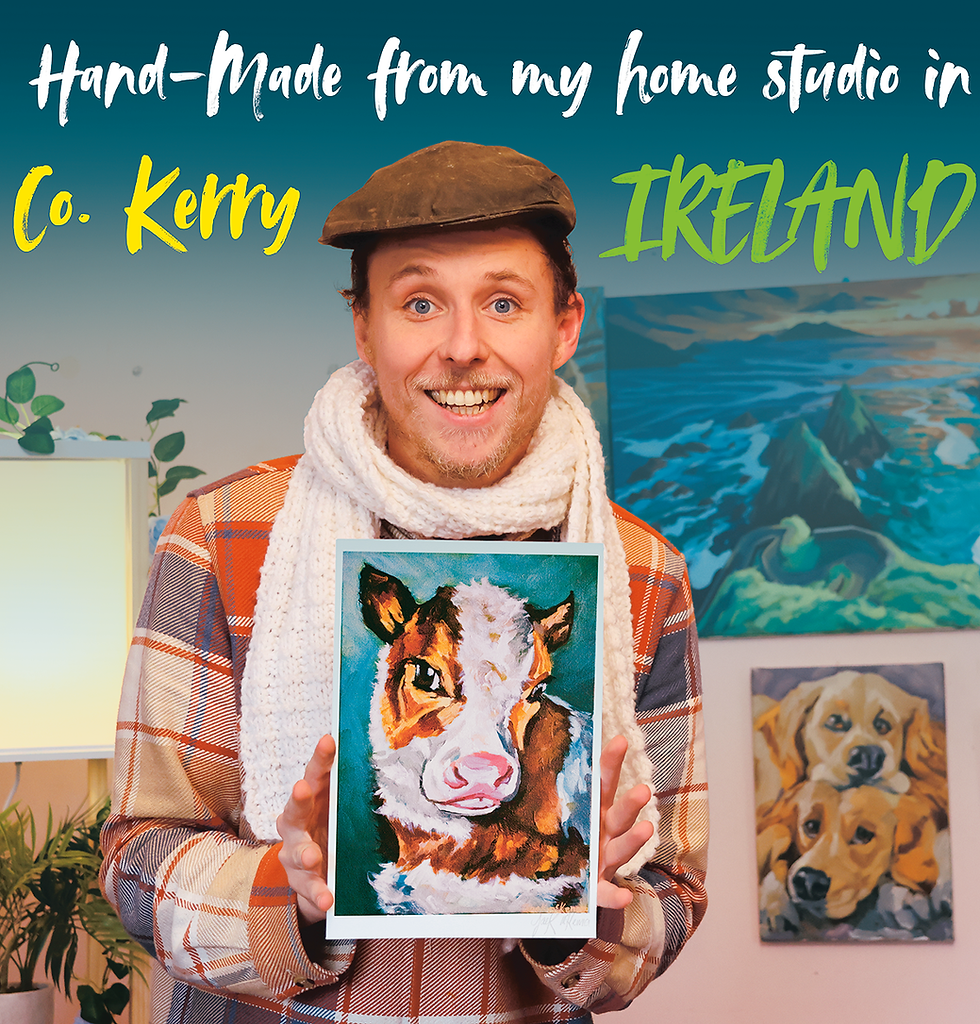 Thumbnail: Framed print of irish cow with serene and curious expression - original irish cow art