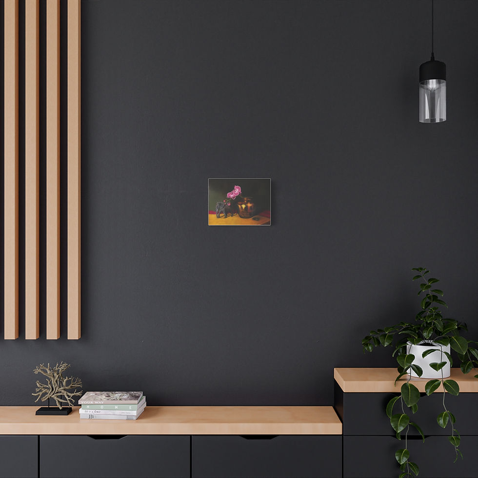 Thumbnail: Artistic Stretched Canvas Print, Elephant and Orchid