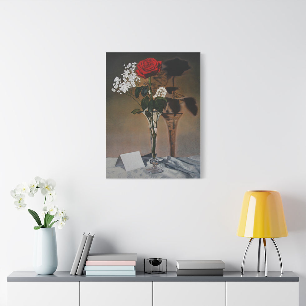 Thumbnail: Elegant Floral Canvas Art Print, Red Rose Artwork