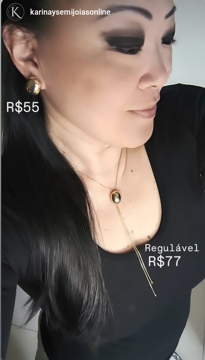 Miniatura: Brinco Oval 2cm - 3mm de banho ouro 18k 