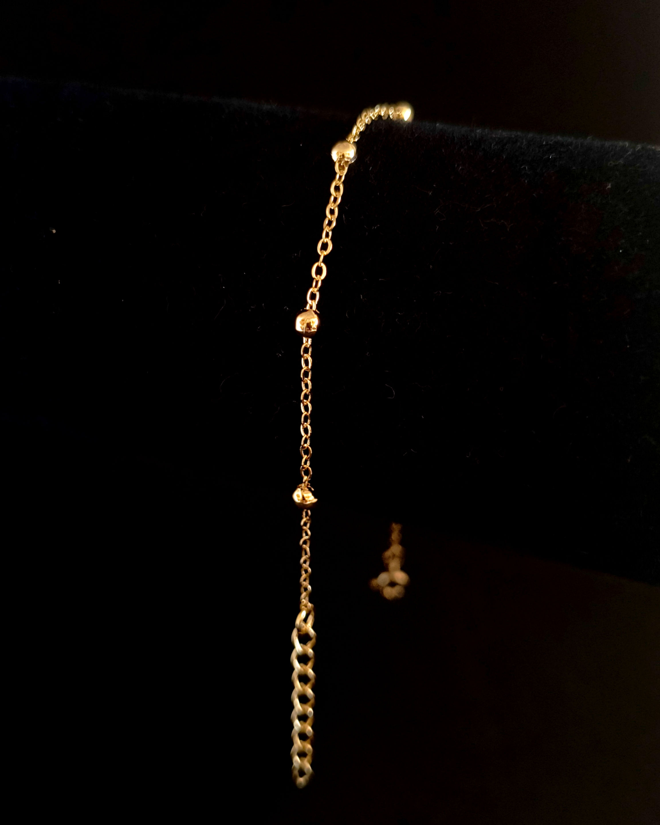 Pulseira Bolinhas Espaçadas 18cm + extensor - banho ouro 18k