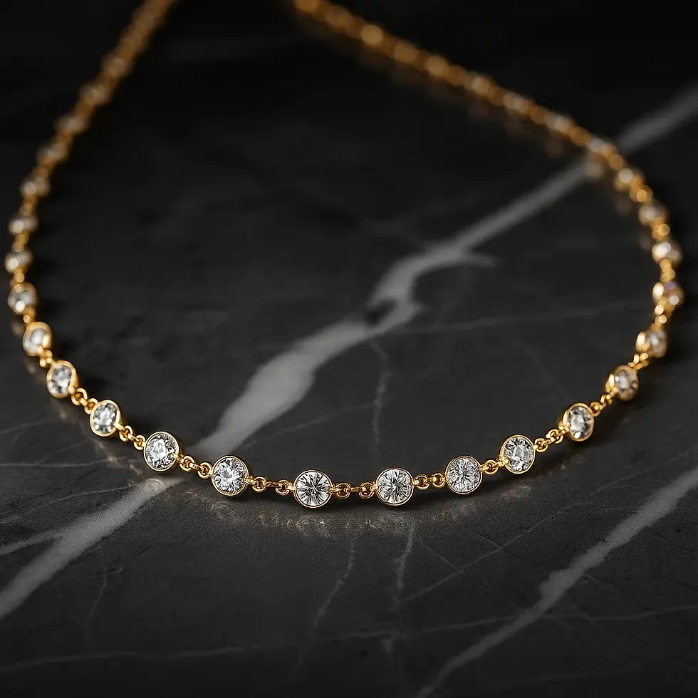 Colar Curto Cristais - Banho Ouro 18K