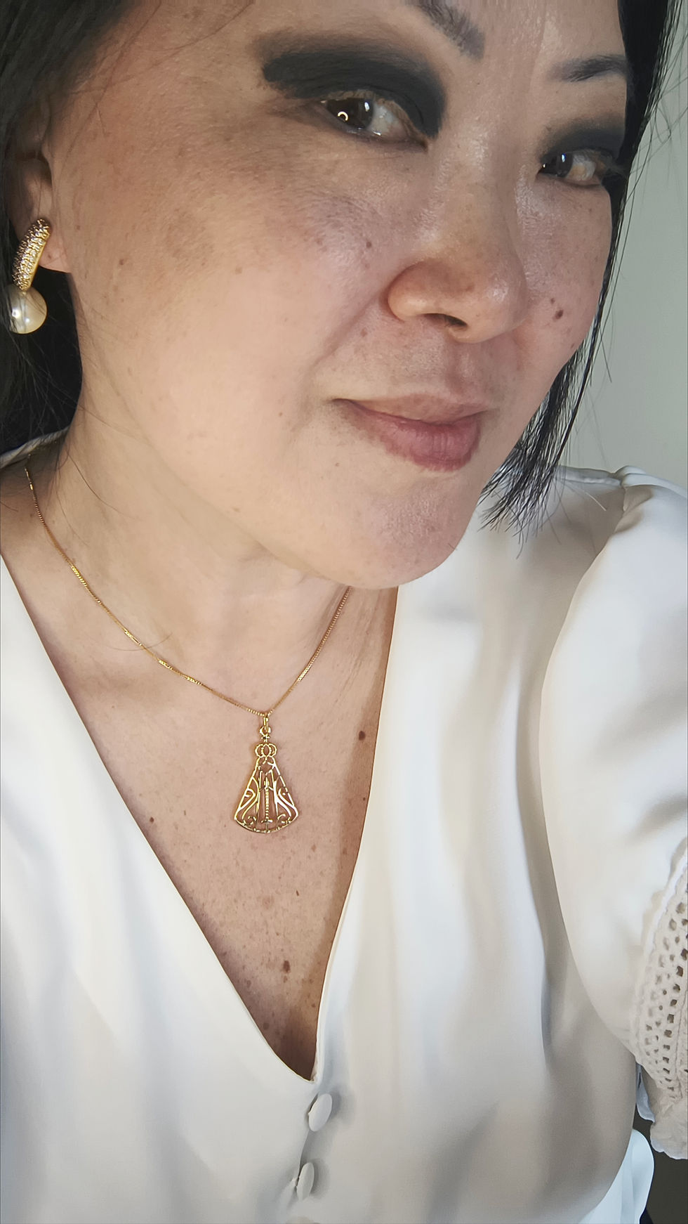 Miniatura: Colar 45cm NSA Sra Aparecida (3,7cm) - banho 3mm ouro 18k 