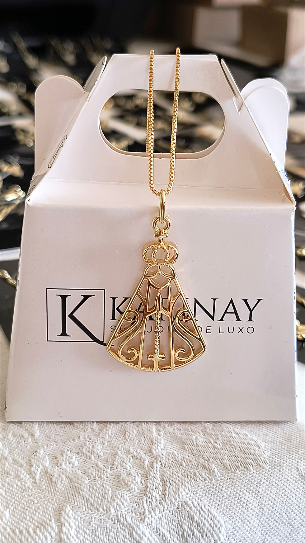 Miniatura: Colar 45cm NSA Sra Aparecida (3,7cm) - banho 3mm ouro 18k 