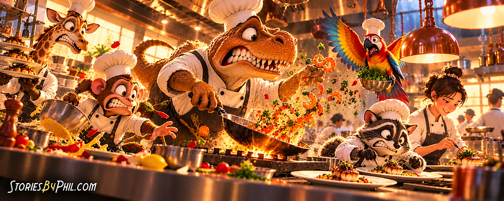 animal chefs in kitchen