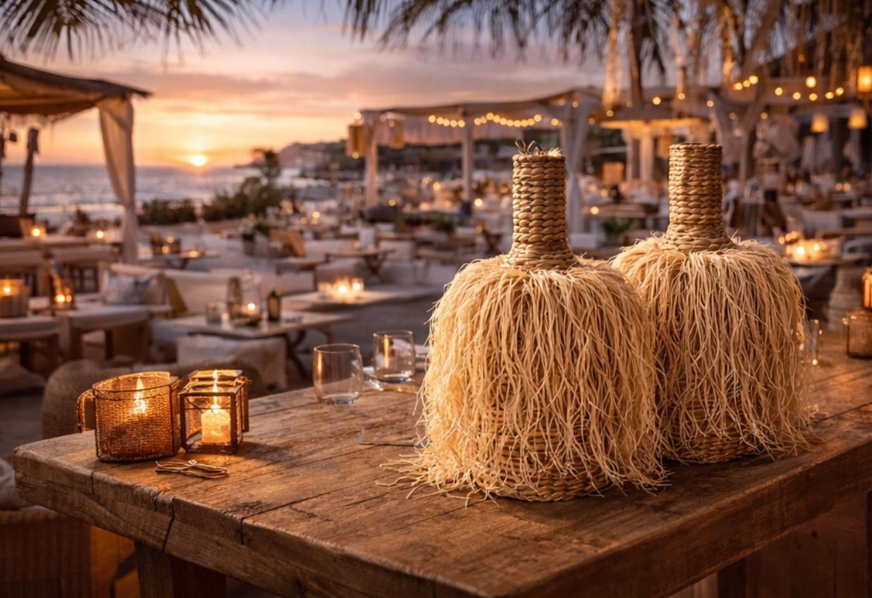 Boho Ibiza Vase Natural Raffia Eition 