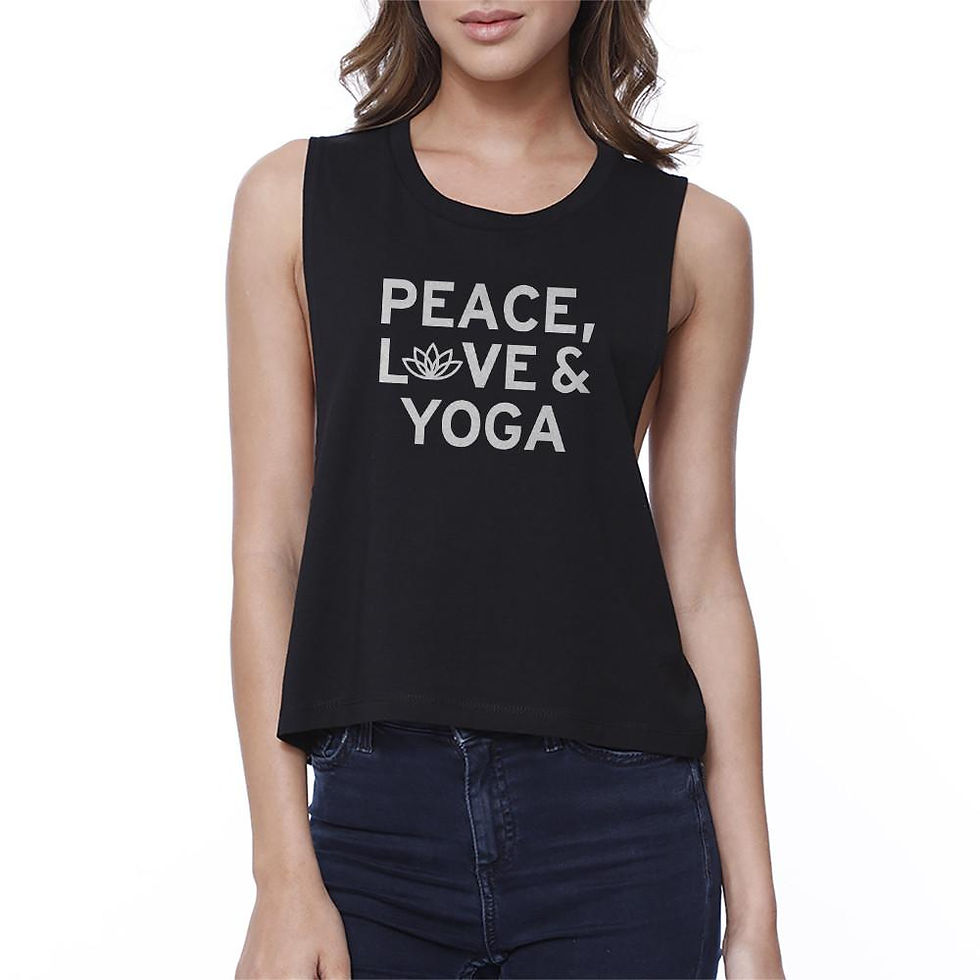 Thumbnail: Peace Love Yoga Crop Top Yoga Work Out Tank Top Cute Yoga T-Shirt