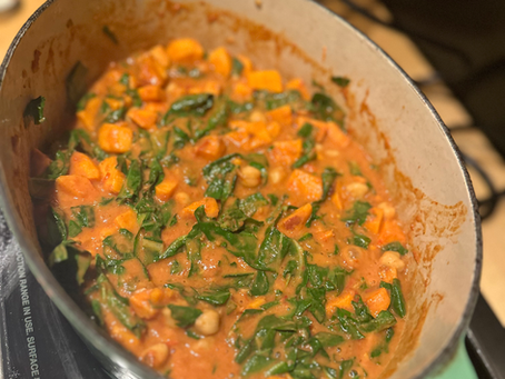 West African–Inspired Sweet Potato, Kale & Peanut Stew