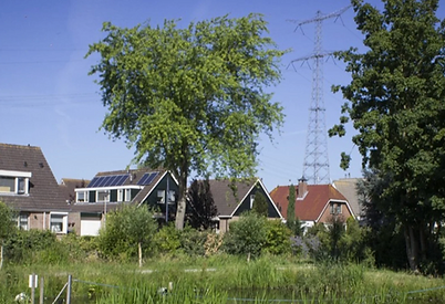 380kv spanningsmast door dorp
