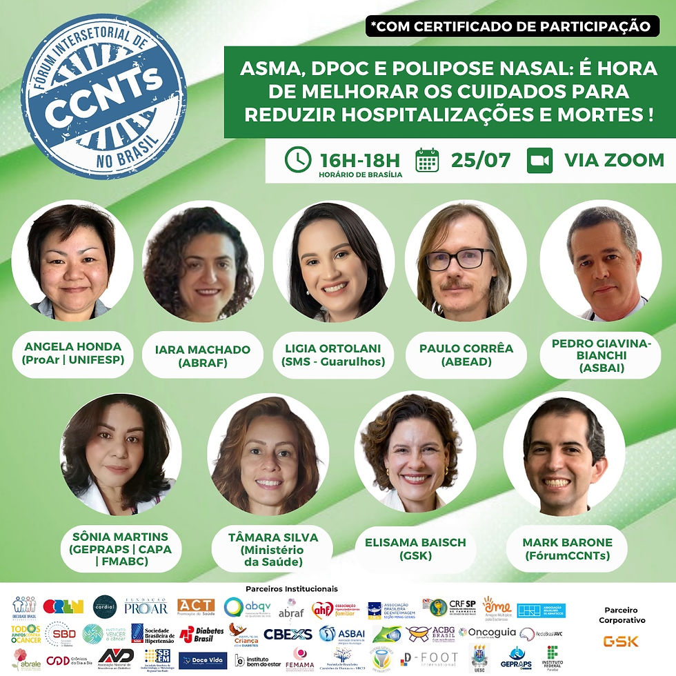 FórumCCNTs - Asma, DPOC e Polipose Nasal: É hora de melhorar os cuidados para reduzir hospitalizações e mortes!