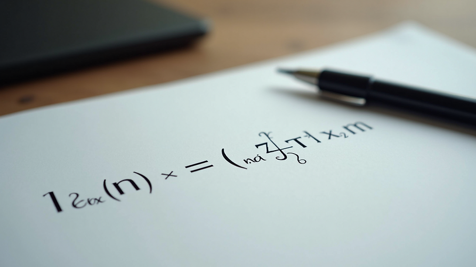 Close-up view of a mathematical equation on paper