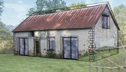 Presentation d'un projet de réhabilitation d'une grange en maison.