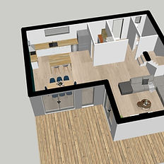 vu 3D en coupe de l'aménagement d'une maison