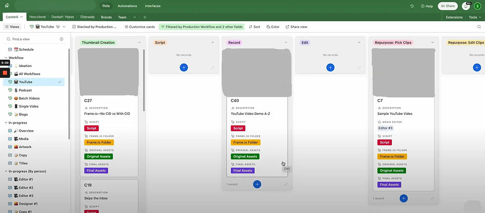 Airtable's Active Production Display | Growwstacks