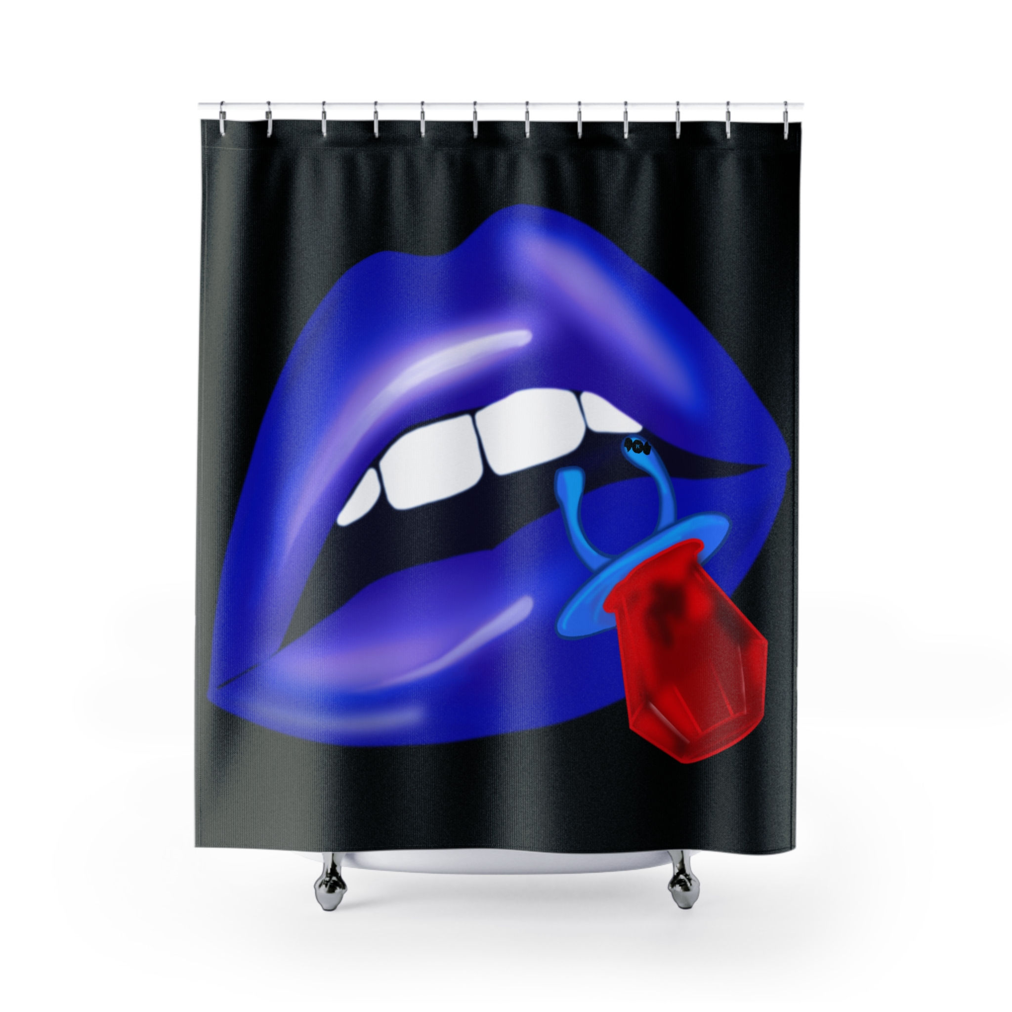 Ring Pop Art - Black Shower Curtain, Glam Bathroom Decor