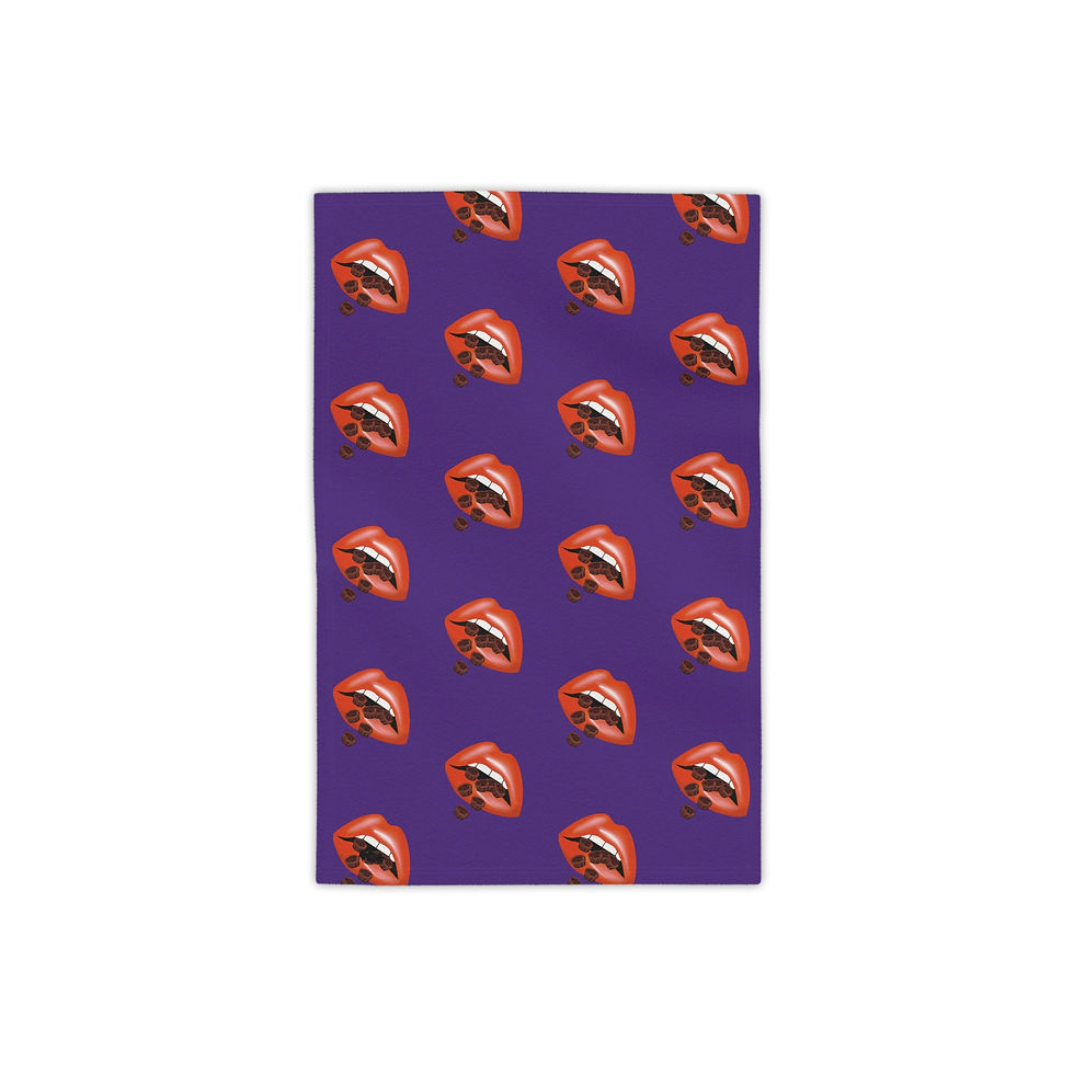 Vibrant Lip - Chocolate Cups -Print Beach Towels, Purple Trendy Beach Towels 