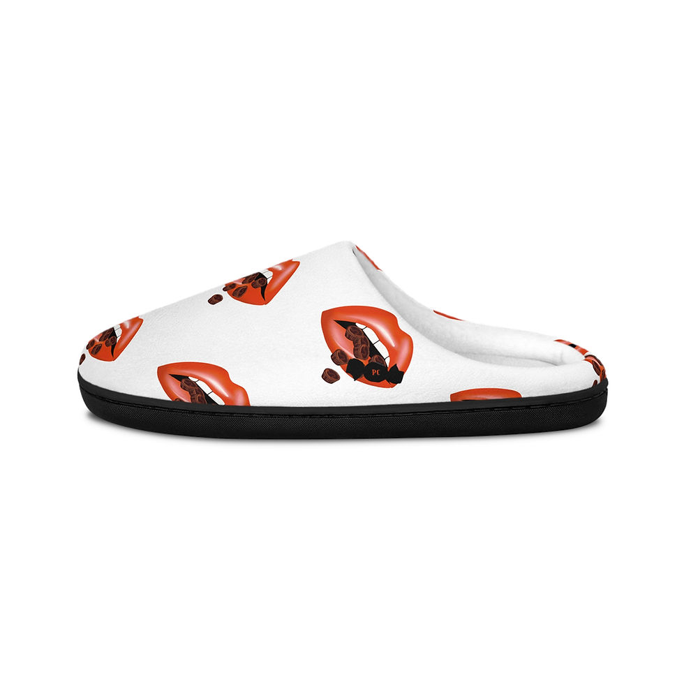 Thumbnail: White-Stylish Chocolate Cups Indoor Slippers with Bold Lip Design, Trendy