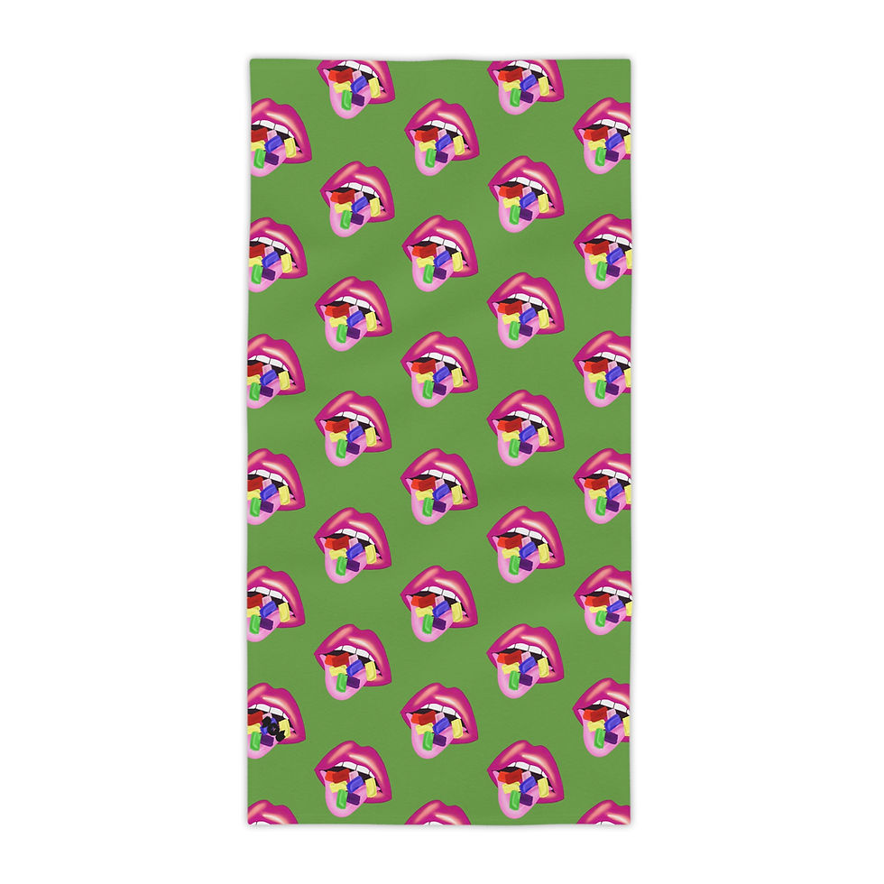Thumbnail: Colorful Lips Beach Towels for Summer Fun, Vibrant Green Towels 