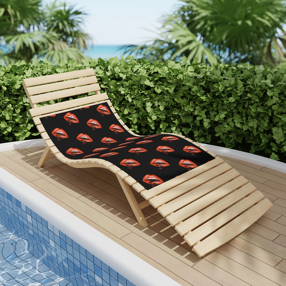 Thumbnail: Vibrant Lip - Chocolate Cups -Print Beach Towels, Black Trendy Beach Towels 