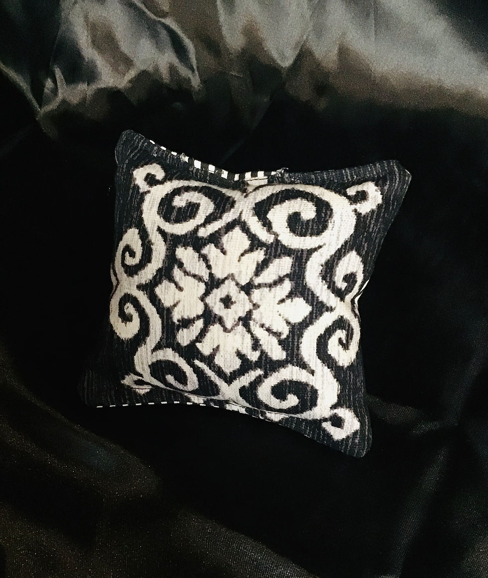 Thumbnail: PILLOW TALK, handmade Floral Design W/ Pinstripes Pincushion Pillows