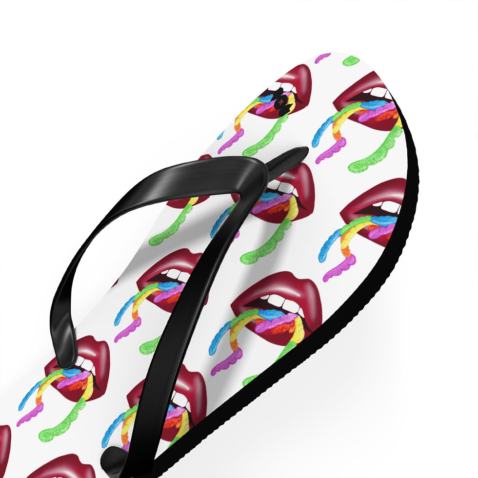 Thumbnail: Vibrant Gummy Worms Flip Flops, Colorful White Sandals, Summer Footwear